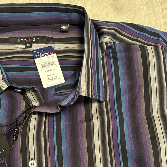 Mens 3XL Synrgy Stylish Striped Button-Down Shirt nwt - Picture 5 of 5